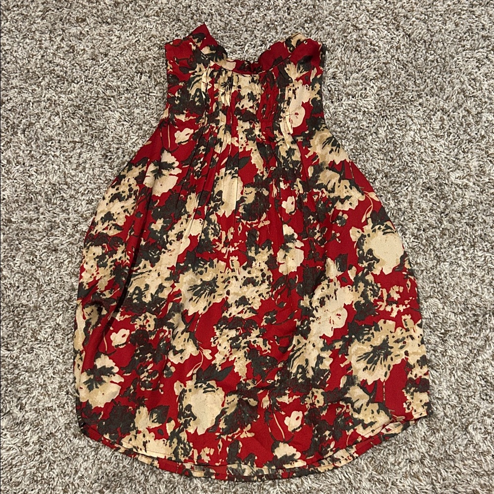 Miss Me Red Floral Sleeveless Tank Top